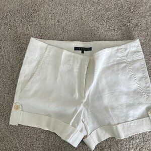 Theory White Linen Blend Shorts | Size 4 Women’s Tailored Summer Shorts